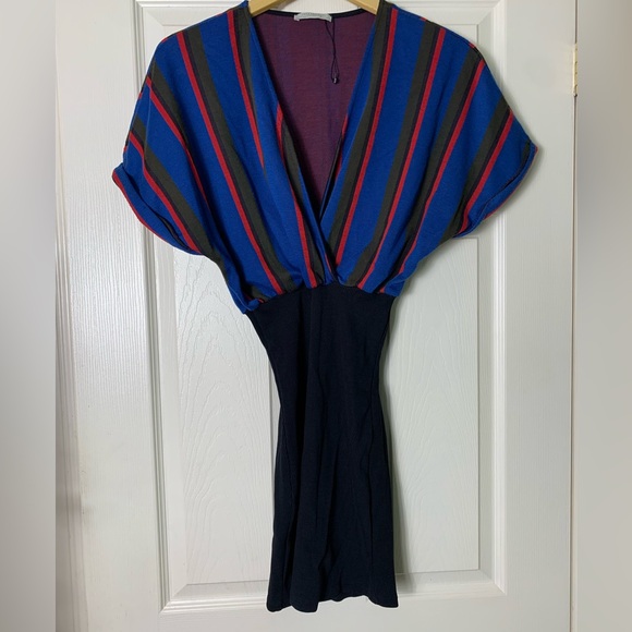 Zara Trafaluc | Striped Wrap Dress with Bodycon Skirt - Small - Picture 2 of 5